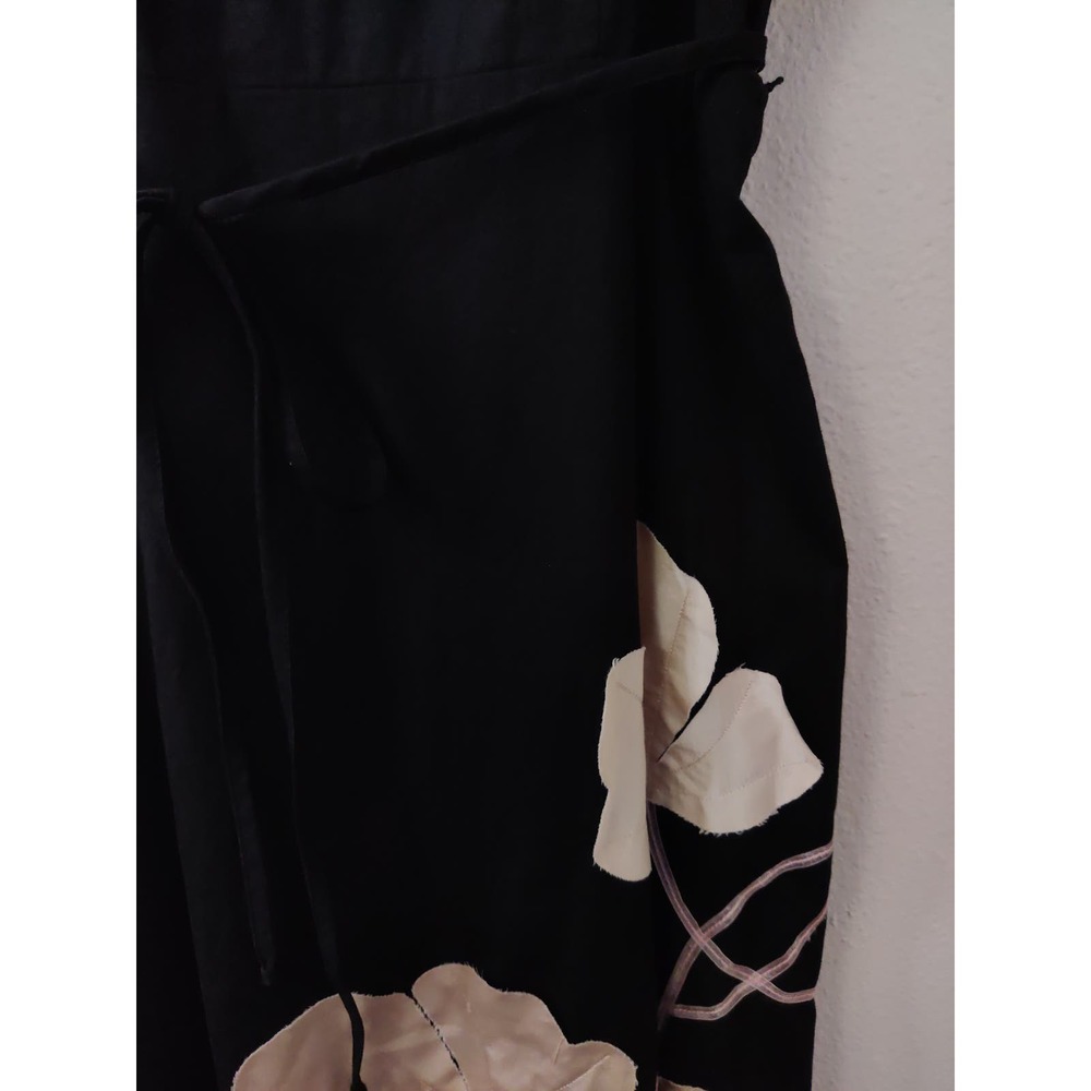 3/$20 Vintage Rubber Ducky Productions Floral Print Black Midi Dress Size L - Picture 3 of 9